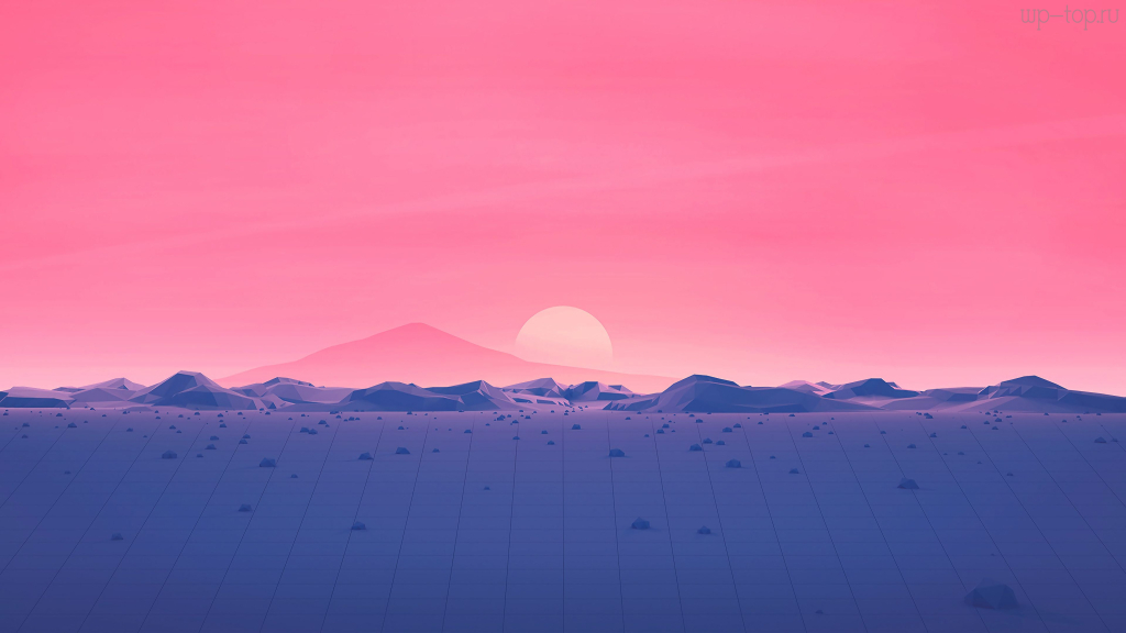 3840x2160 пейзаж, луг, кусты, трава, холмы, сетка, закат, солнце, розовый, фиолетовый обои