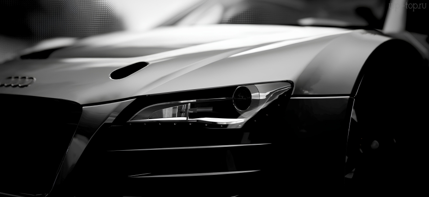 6720x4200 Ауди, Audi, R8, черный, белый, серый, вид спереди, машина, авто, car обои