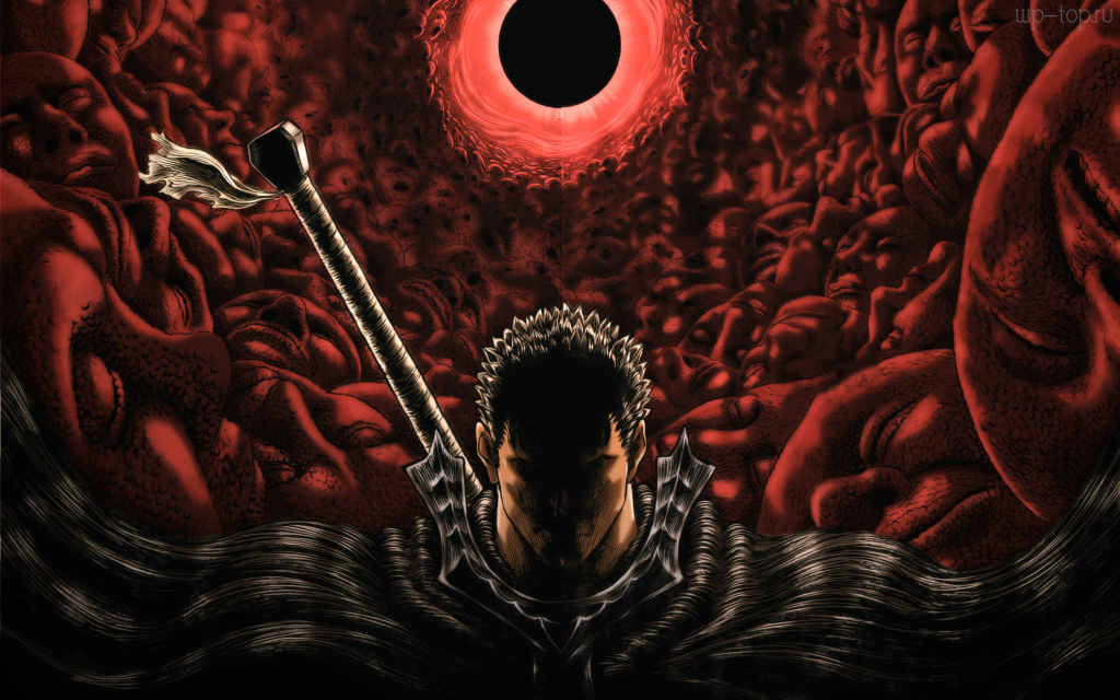 3840x2400 аниме, Берсерк, Berserk, темный, черный, коричневый, мужчина обои