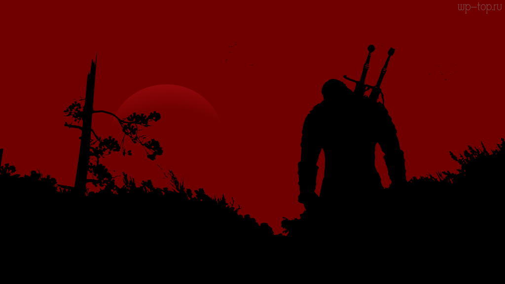 8000x4500 Witcher 3, Ведьмак, Геральт, силуэт, черный, красный, видеоигра обои