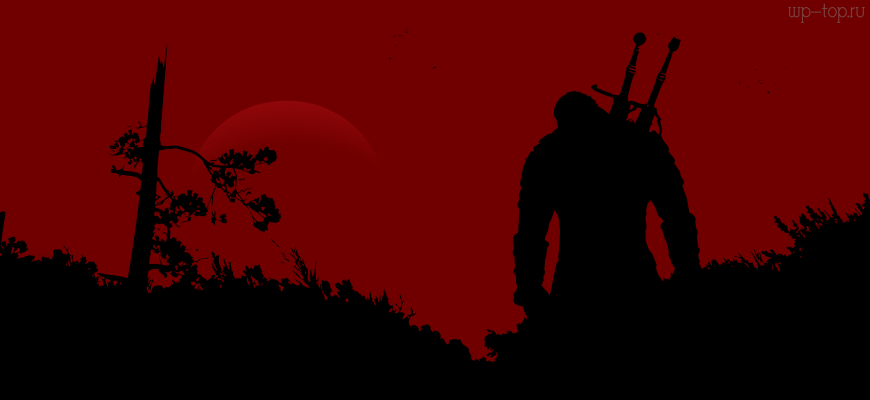 8000x4500 Witcher 3, Ведьмак, Геральт, силуэт, черный, красный, видеоигра обои