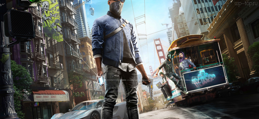 8000x5000 видеоигра, Watch Dogs 2, мужчина, трамвай, авто, машина, улица обои