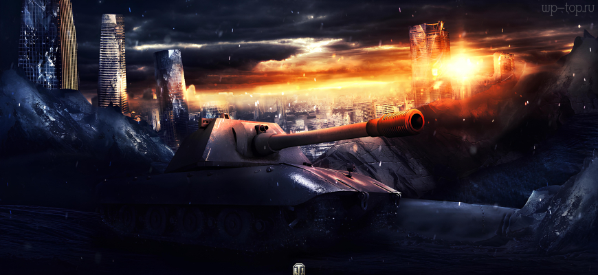 7680x4320 World of Tanks, WoT, танк, видеоигра, огонь, пепел, небоскребы, серый, оранжевый, черный обои