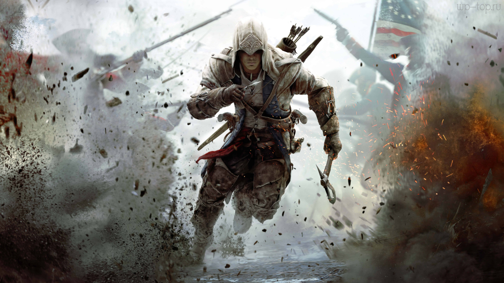 7680x4320 видеоигра, Assassin's Creed, Ассасин крид, ассасин, взрыв, огонь, дым обои
